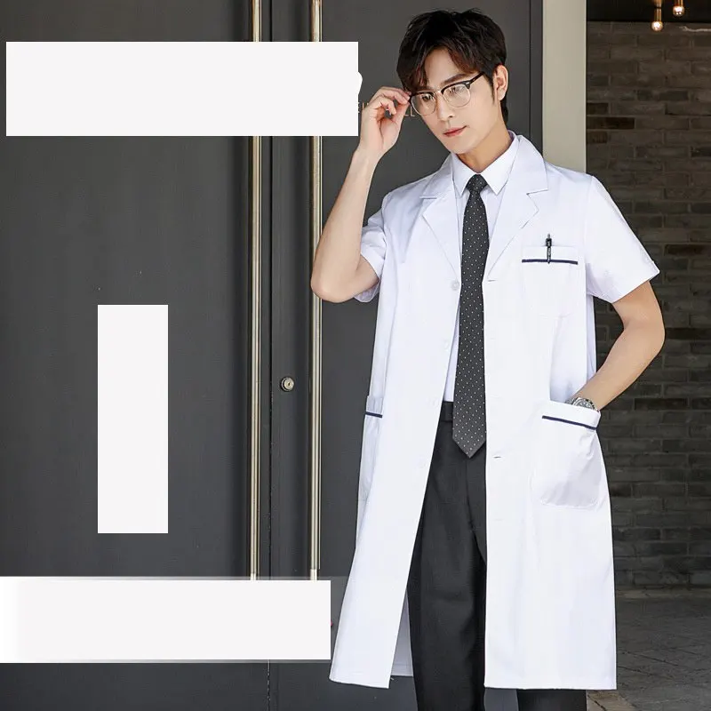Laboratory Nurses' Uniform Short Sleeve White Gown Long Physical Therapist Doctor's White Coat Summer Thin Work Clothes
Laboratory Nurses' Uniform Short Sleeve White Gown Long Physical Therapist Doctor's White Coat Summer Thin Work Clothes