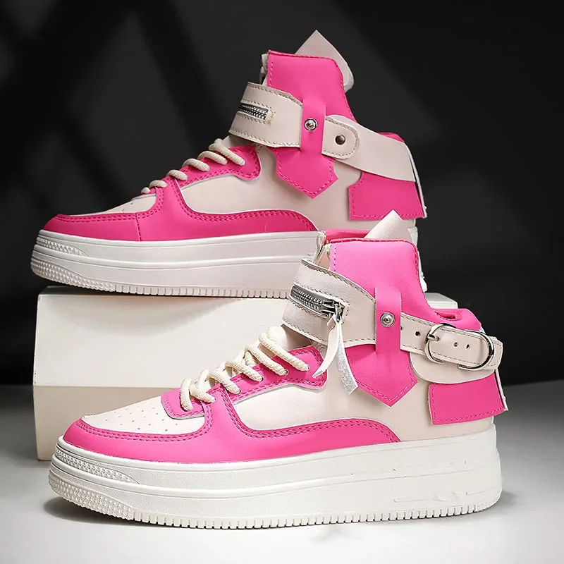 Fashion Pink Womens High Top Sneakers Streetwear Platform Men's Skateboard Shoes Trend Comfortable Leather Men Skate Board Shoes
Fashion Pink Womens High Top Sneakers Streetwear Platform Men's Skateboard Shoes Trend Comfortable Leather Men Skate Board Shoes