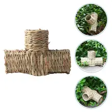 Tunnel Hamster Small Guinea Tunnels Animal Hideaway Woven Cage House Tube Toyshideout Play Way Chew Grass Pet Three Chinchilla