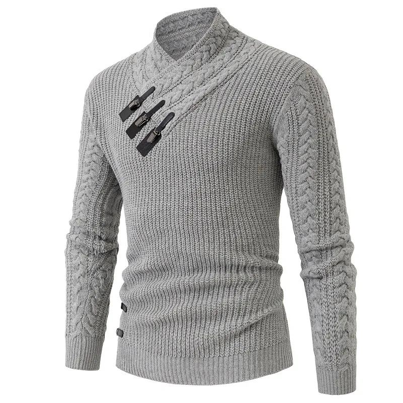 stand collar sweater men Retro long sleeved knitted top male clothing European and American large size tee Chivalric temperament 
stand collar sweater men Retro long sleeved knitted top male clothing European and American large size tee Chivalric temperament
