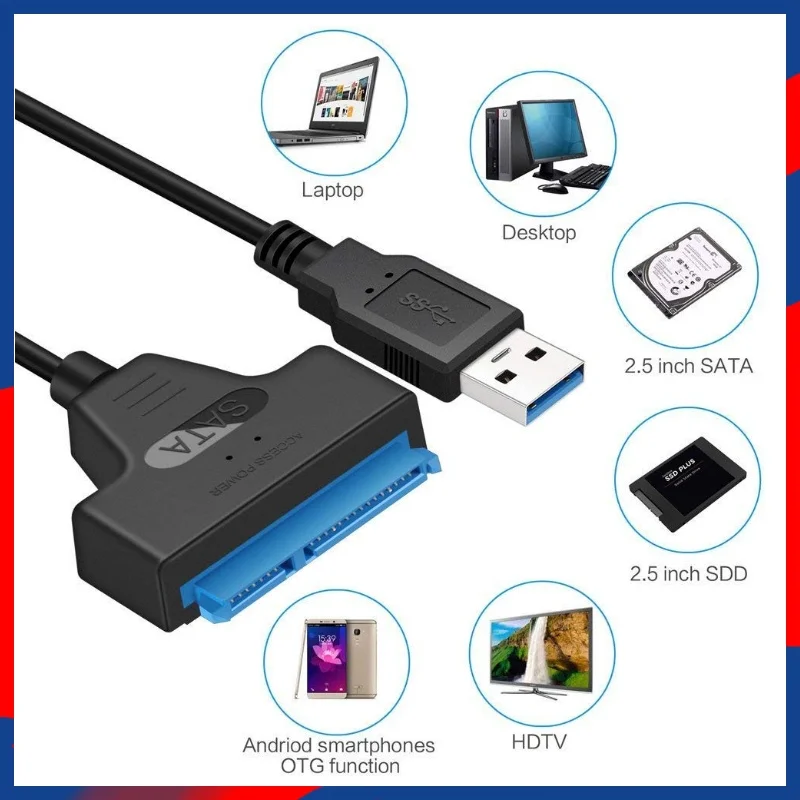 

SATA к USB 3,0/2,0 кабель до 6 Гбит/с для 2,5 дюймового внешнего жесткого диска SSD жесткого диска SATA 3 22-контактный адаптер USB 3,0 к Sata III шнур