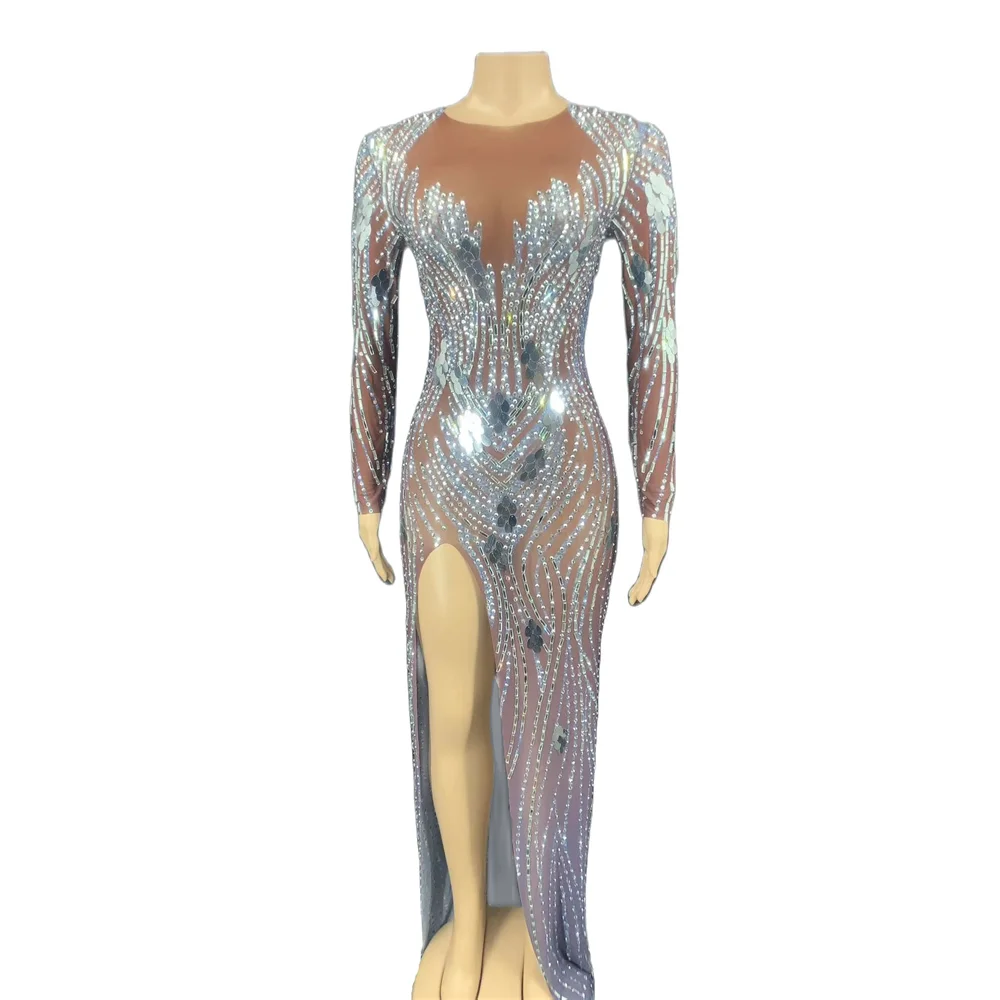 Brown Shining Sequins Rhinestones Crystal Long Sleeves Sexy Women Dress Banquet Evening Party Bar Clothes Stage Perform Costume
Brown Shining Sequins Rhinestones Crystal Long Sleeves Sexy Women Dress Banquet Evening Party Bar Clothes Stage Perform Costume