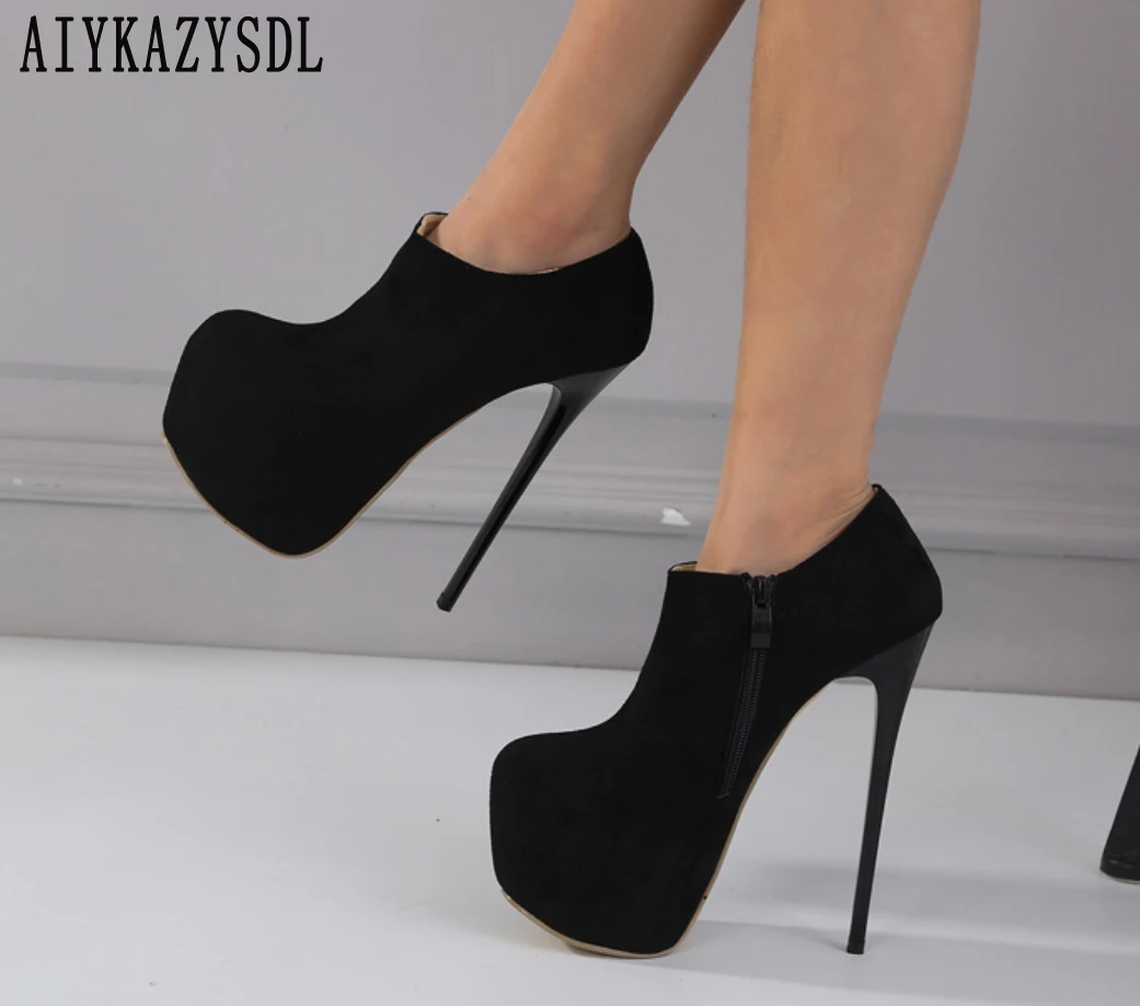 

AIYKAZYSDL Women Ankle Boots Platform Ultra Very High Heel Spring Autumn Shoes Fetish Clubwear Stripper Shoes Dress Pumps Female