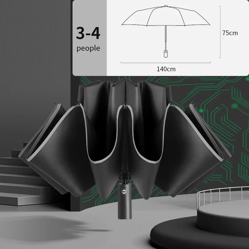 

Зонт Автоматический светоотражающий мужской, ветрозащитный, 140 см