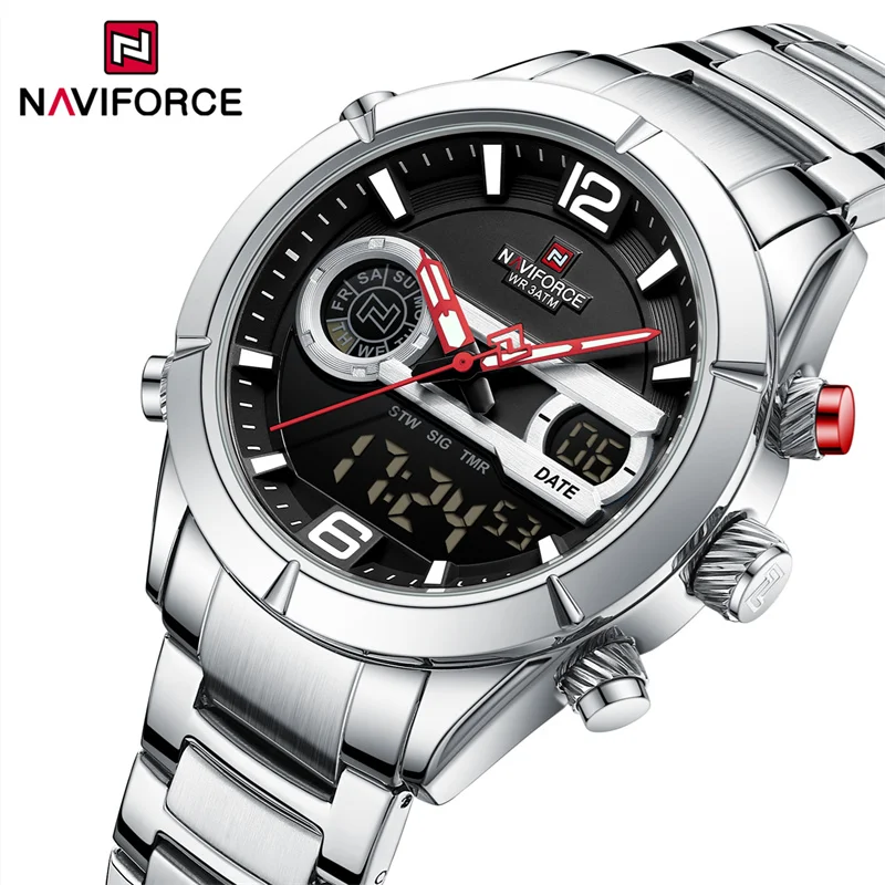 

NAVIFORCE New Men Watch Stainless Steel Top Brand Luxury Sports Waterproof Clock Chronograph Quartz Wristwatch Relogio Masculino
