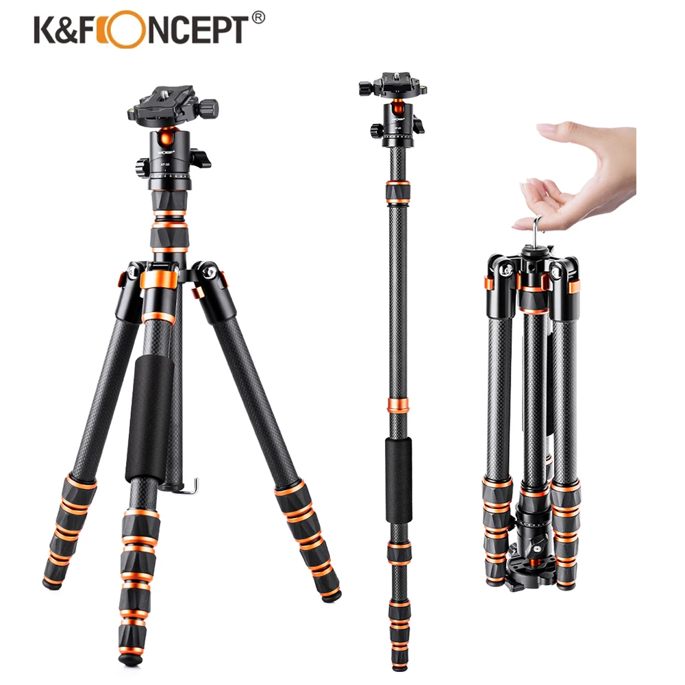 

K&F Concept BA225 60"/153cm Carbon Fiber Tripods with 360° Panorama Ball Head 8kg/17.6lbs Load Capacity For DSLR Camera