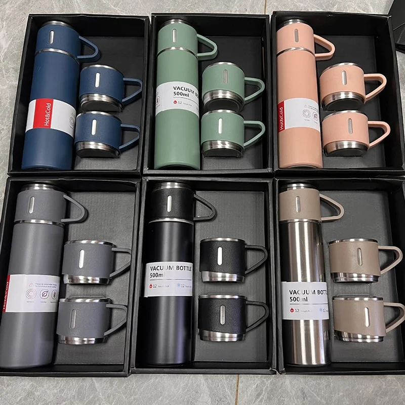 

500ML Stainless Steel Vacuum Flask Gift Set Office Business Style Thermos Bottle Outdoor Hot Water Thermal Insulation Have Gift