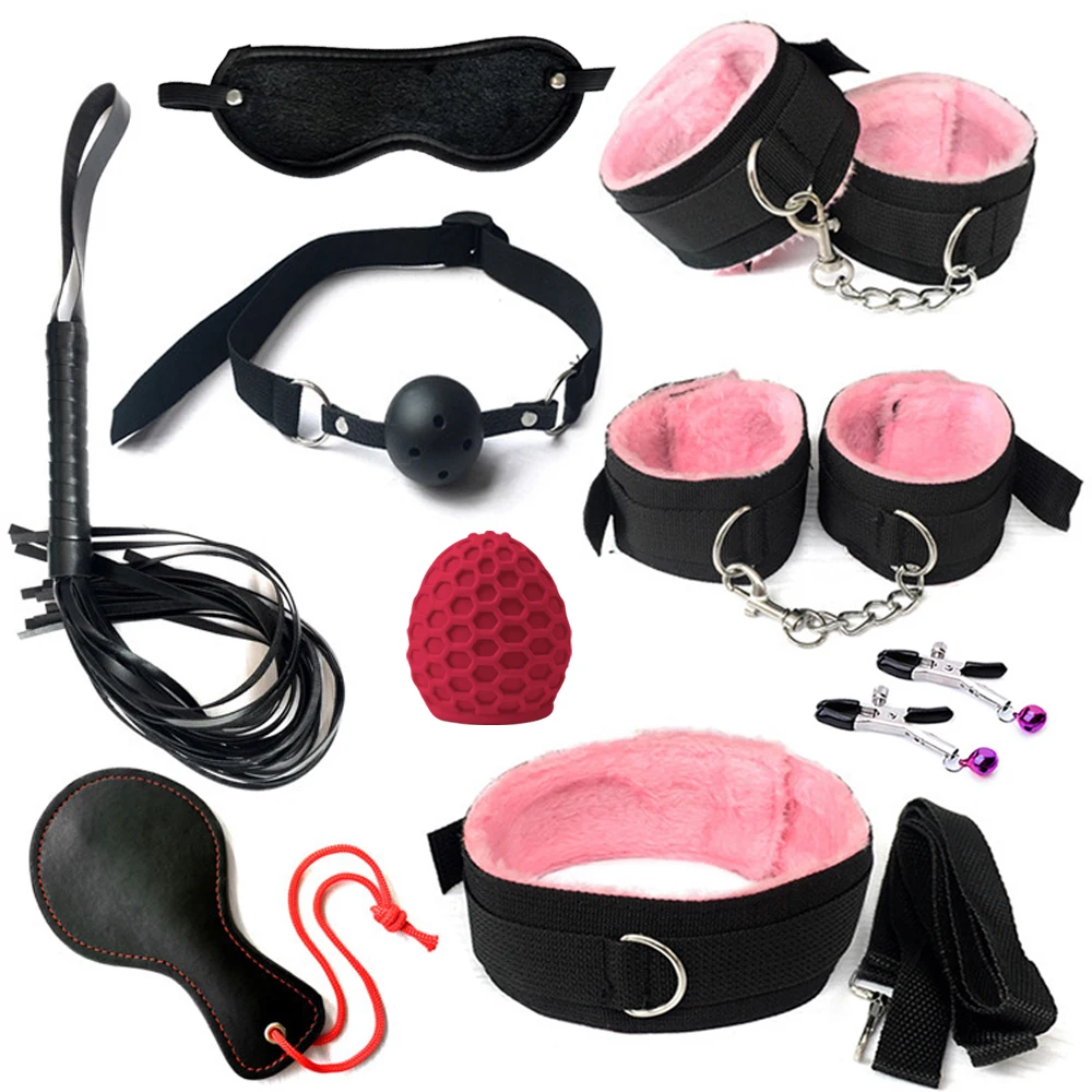 BDSM Bondage Restraint Set Sex Handcuffs Whip Anal Beads Anal Plug Bullet Butt Plug Vibrator S&M Fetish Sex Toy for Woman Adult BDSM Bondage Restraint Set Sex Handcuffs Whip Anal Beads Anal Plug Bullet Butt Plug Vibrator S&M Fetish Sex Toy for Woman Adult