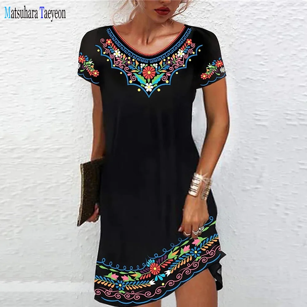2022 Summer Women's O-Neck Print Short-sleeve Dress Elegant Casual Floral Printed Female Fashionable Knee Length Dress
2022 Summer Women's O-Neck Print Short-sleeve Dress Elegant Casual Floral Printed Female Fashionable Knee Length Dress