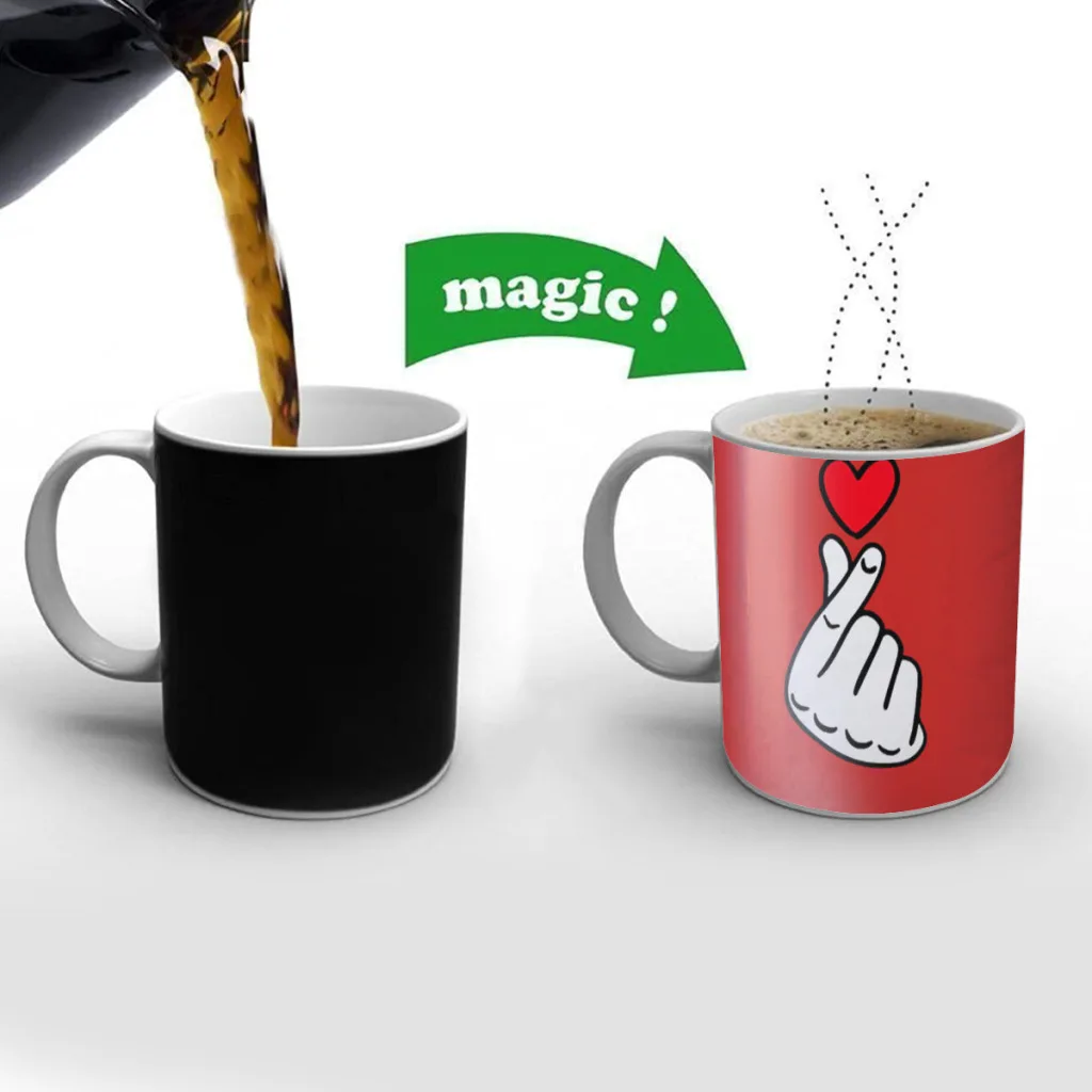 

Red Finger Gesture One Piece Coffee Mugs And Mug Creative Color Change Tea Cup Ceramic Milk Cups Novelty Gifts