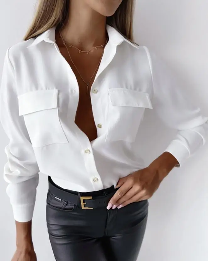 Long Sleeved Button Pocket Design Top New Fashion 2023 Best-Selling Women's Shirt Casual
Long Sleeved Button Pocket Design Top New Fashion 2023 Best-Selling Women's Shirt Casual