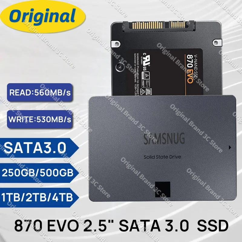 

For Samsung 870 EVO SSD 250GB 500GB 1TB SATA3 2.5 inch 2tb 4tb 8tb Internal Solid State Drive HDD Hard Disk Notebook PC 870qvo