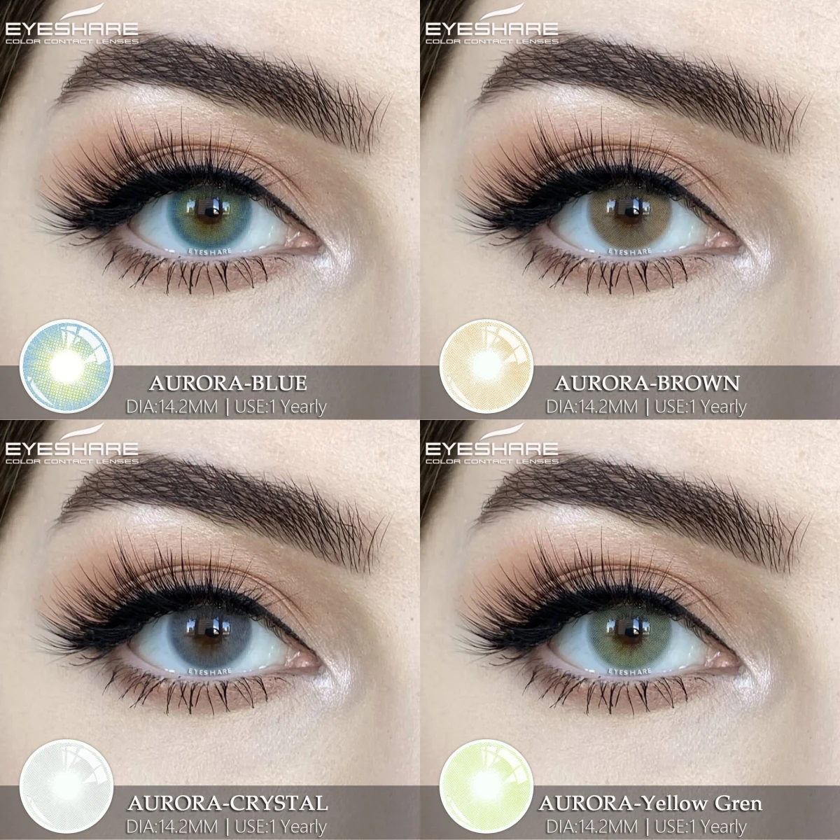 

EYESHARE 1 Pair Color Lens AURORA Color Contact Lenses Beautiful Pupil Makeup Blue Contact Lens Yearly Use Gray Contacts Lenses