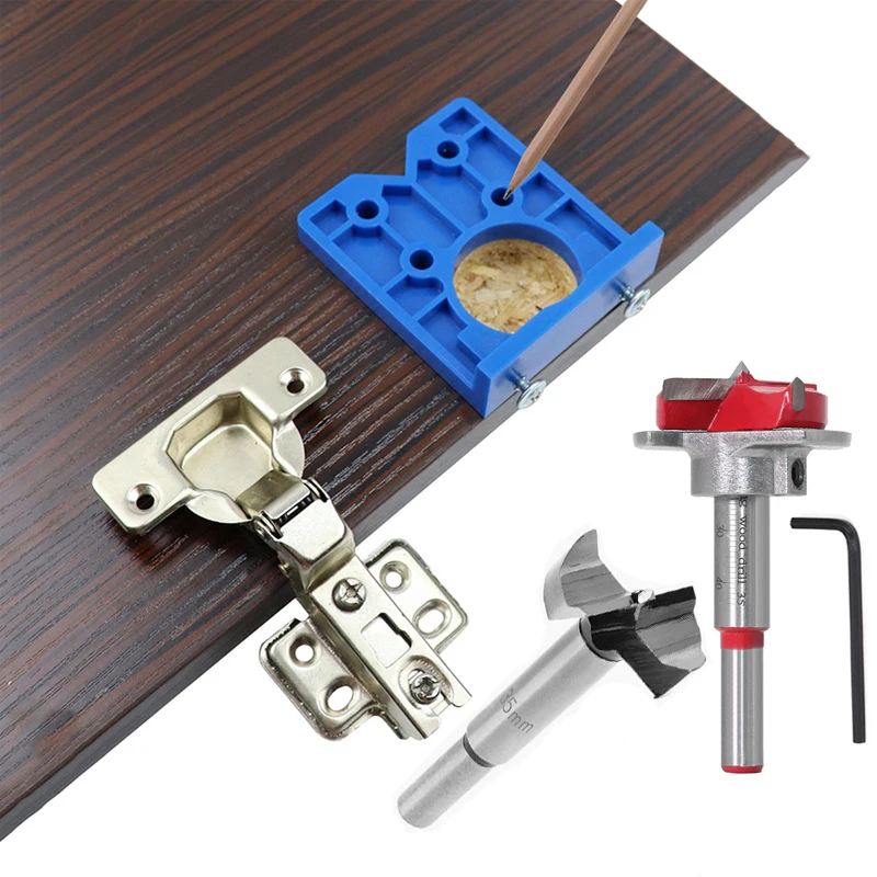 35mm Hinge Hole Drilling Guide Locator Hinge Drilling Jig Drill Bits Woodworking Door Hole Opener Cabinet Accessories Tool
35mm Hinge Hole Drilling Guide Locator Hinge Drilling Jig Drill Bits Woodworking Door Hole Opener Cabinet Accessories Tool