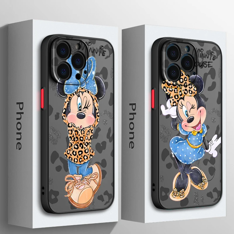 

Fashion Minnie Mouse For Apple iPhone 15 14 13 12 11 Mini Pro Max 8 7 6S 6 XR X XS Plus Frosted Translucent Phone Case Fundas