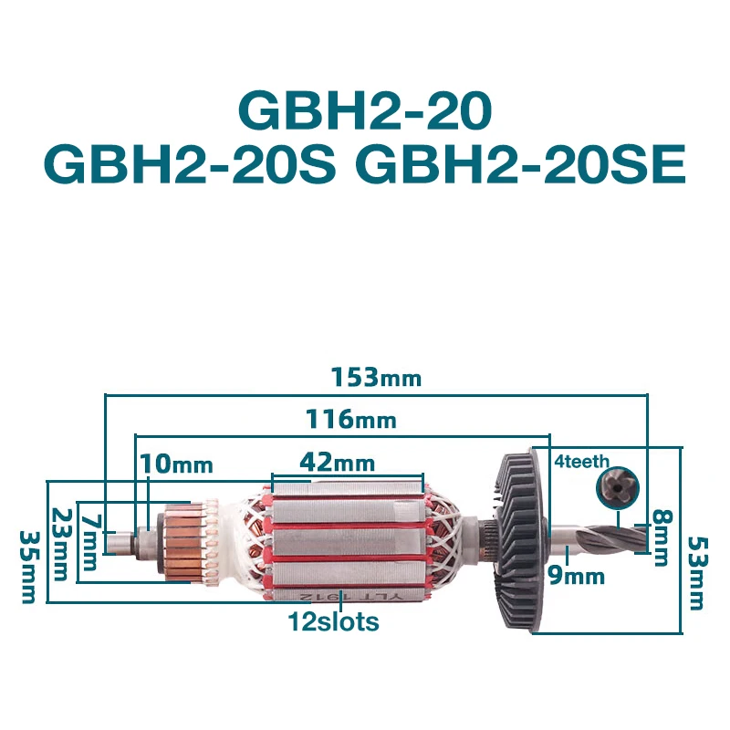 Rotor Coil for Bosch GBH2-20 GBH2-20S GBH2-20SE 4teeth Hammer Rotor Armature Anchor Stator Coil Replacement Accessories
Rotor Coil for Bosch GBH2-20 GBH2-20S GBH2-20SE 4teeth Hammer Rotor Armature Anchor Stator Coil Replacement Accessories