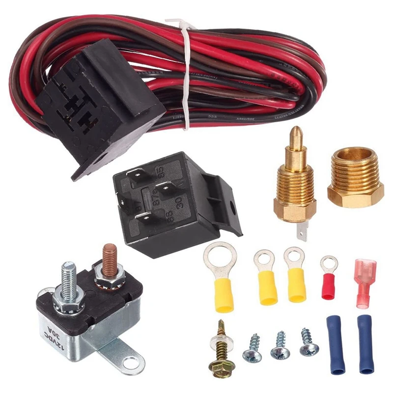 175-185 Degree Electric Cooling Fan Thermostat Kit Temp Sensor Temperature Switch 40 50 60 Amp RELAY Of Radiator Fan Kit
175-185 Degree Electric Cooling Fan Thermostat Kit Temp Sensor Temperature Switch 40 50 60 Amp RELAY Of Radiator Fan Kit