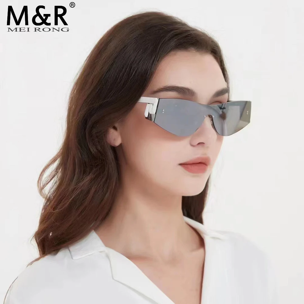 

2023 Simple Fashionable Women's One Piece Borderless Sunglasses Future Technology Punk Style Sunnies Men's Driving Glasses Gafas