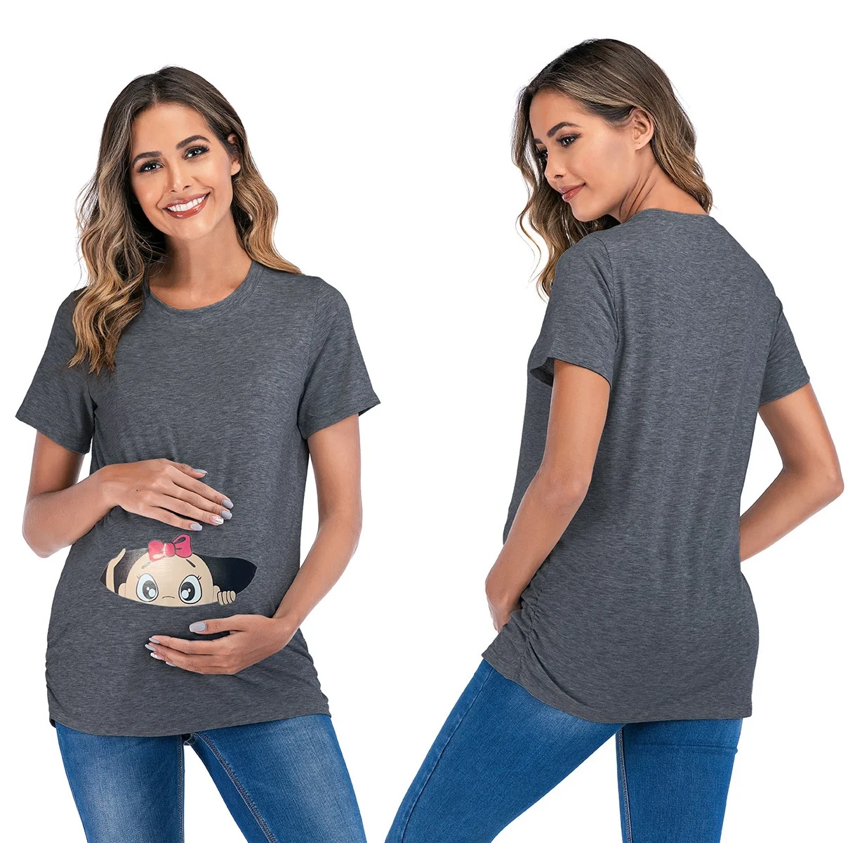

Женские футболки для беременных топы с принтом для малышей Футболка для беременных Топ Туника женская повседневная одежда для мамы