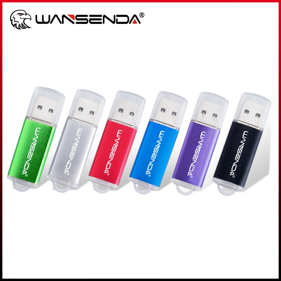 

WANSENDA Metal USB Flash Drive 32GB 64GB Pen Drive 8GB 16GB Pendrive 128GB 256GB Real Capacity Memory Stick 2.0 Thumbdrive