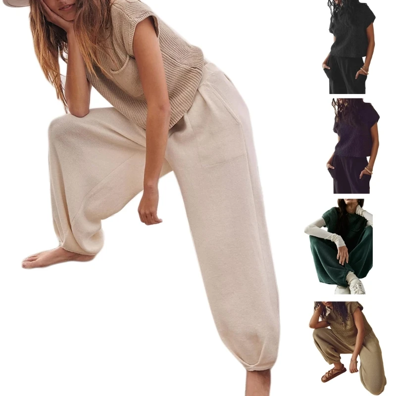 Women Crew Neck Tops and High-Waisted Pants Set Sweater Set Two Piece Outfits
Women Crew Neck Tops and High-Waisted Pants Set Sweater Set Two Piece Outfits