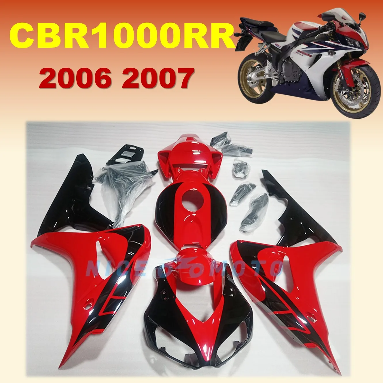 

Popular hot bodywork fairing kit for CBR-1000RR 06 07 CBR 1000 RR 2006 2007 CBR1000RR gloss red black