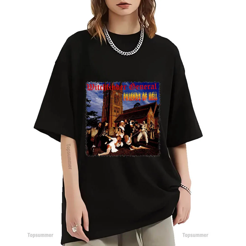 

Friends of Hell Album T Shirt Witchfinder General Tour T-Shirt Woman Streetwear Fashion Oversized T Shirts Man Cotton Clothings