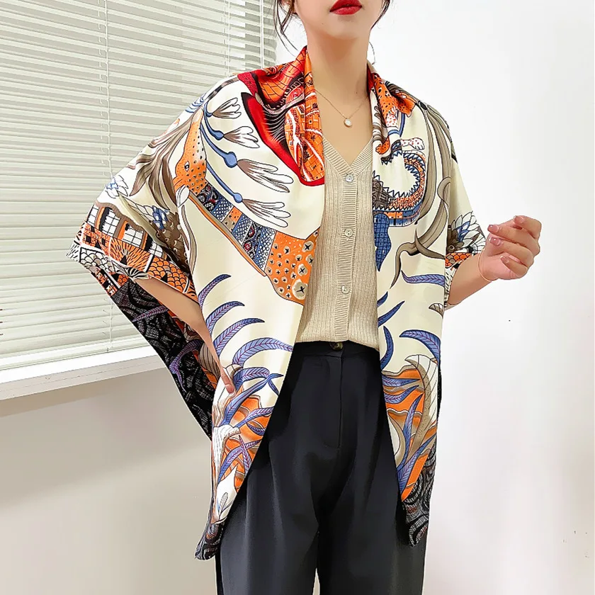 130cm Luxury Brand silk Scarf for Women Fashion Spring Big Summer Sunscreen Wraps Lady's Autumn Headband Shawls Hijab Foulard
130cm Luxury Brand silk Scarf for Women Fashion Spring Big Summer Sunscreen Wraps Lady's Autumn Headband Shawls Hijab Foulard