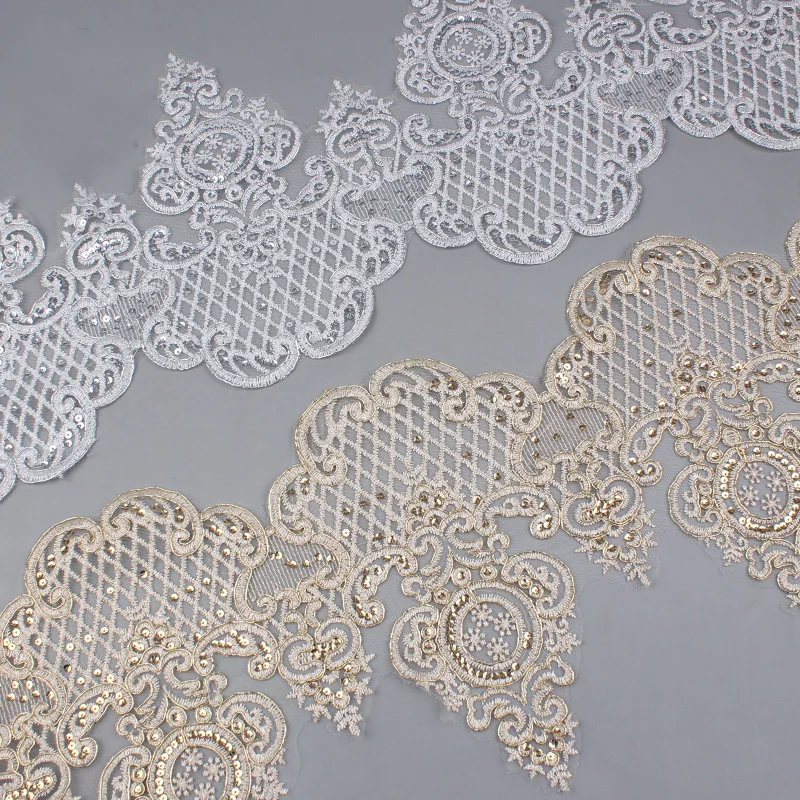 20Yards Shining Silver Golden Sequins Lace Trim Fabric For Wedding Bridal Lace Dress
20Yards Shining Silver Golden Sequins Lace Trim Fabric For Wedding Bridal Lace Dress