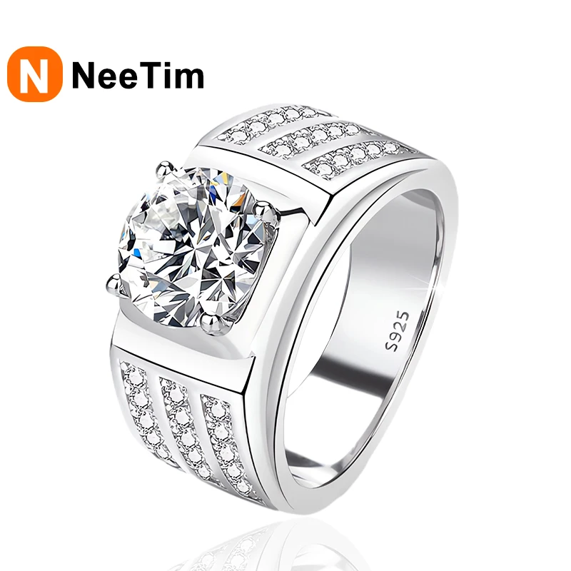 NeeTim 3 Carat 11mm Moissanite Rings For Men 925 Sterling Silver with White Gold plated Engagement Wedding Man Jewellery Gift
NeeTim 3 Carat 11mm Moissanite Rings For Men 925 Sterling Silver with White Gold plated Engagement Wedding Man Jewellery Gift