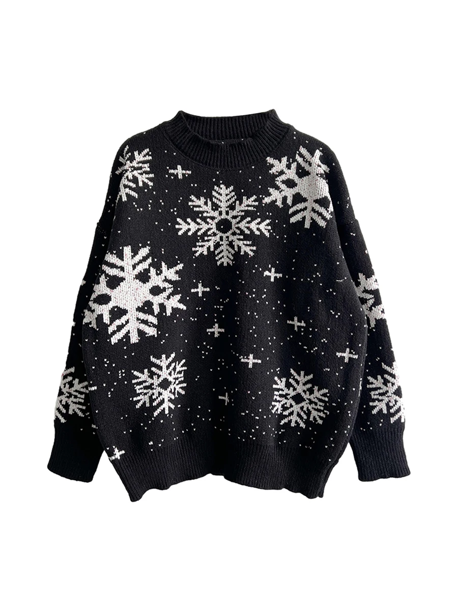 

Women Cute Christmas Sweaters Casual Snowflake Print Warm Long Sleeve Pullover Holiday Ugly Knit Sweater Jumper Top