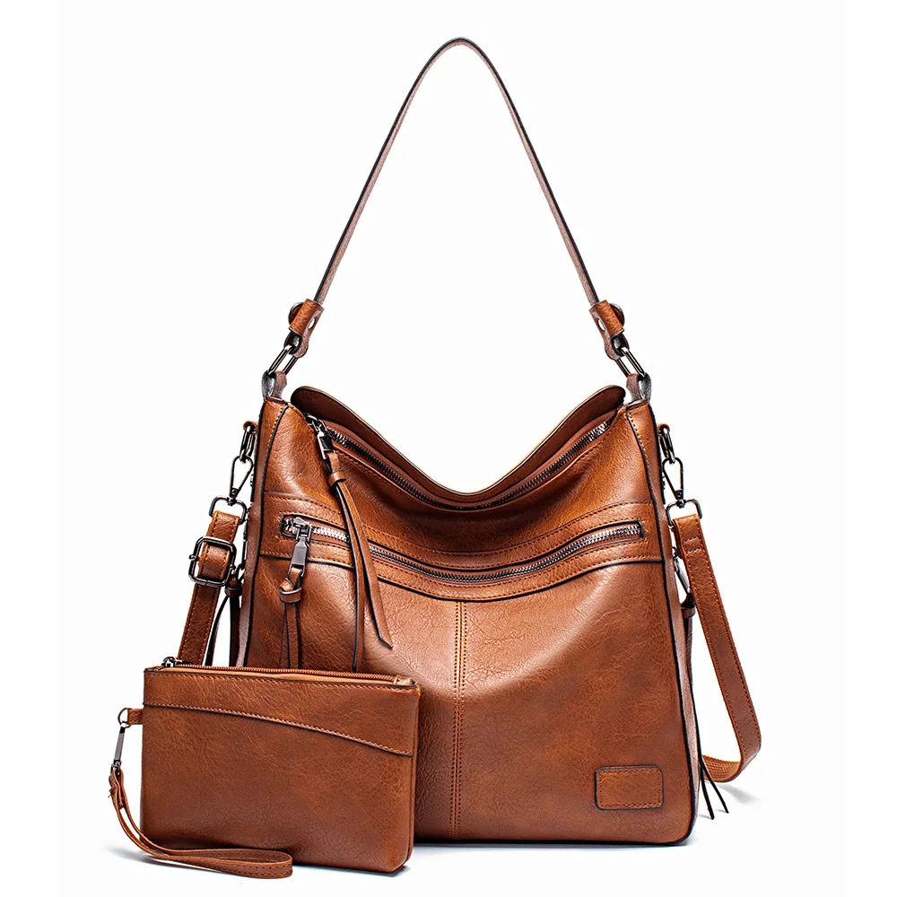 

2 Pcs/set Women's bag Handbag Composite Bags Solid Leather Shoulder Bags for women 2024 Large Tote Messenger women Bag sac bolsa