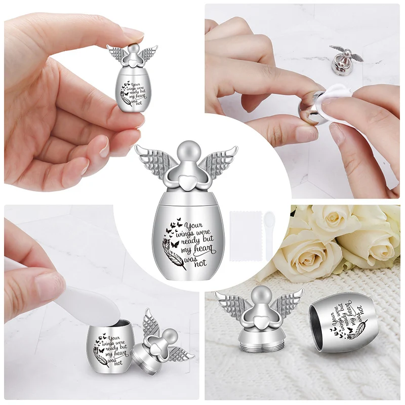 

Cremation Keepsake Urns For Human Ashes,Angel Wing Charms Memorial Keepsake Urns Mini Cremation Urns For Dogs Cats Ashes Holder