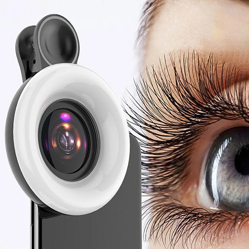 

Mobile Phone 2-6cm Macro Lens Light 2 in 1 Trichromatic Light Camera Lens Eyelash Tattoo Jewelry Shooting Details