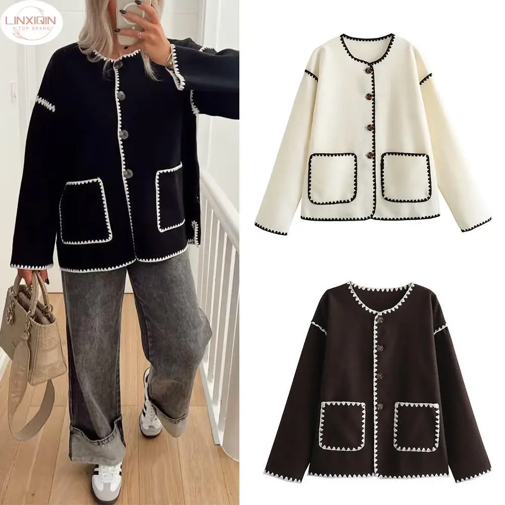 LINXIQIN Autumn and Winter New Contrast Edge Round Neck Temperament Small Fragrant Coat
LINXIQIN Autumn and Winter New Contrast Edge Round Neck Temperament Small Fragrant Coat