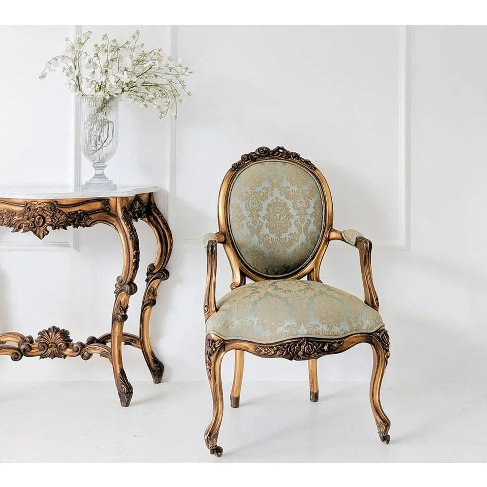 New Antique Retro Old Gold Single Sofa Chair American Solid Wood Armchair French Hotel Studio Club Negotiation Chair
New Antique Retro Old Gold Single Sofa Chair American Solid Wood Armchair French Hotel Studio Club Negotiation Chair
