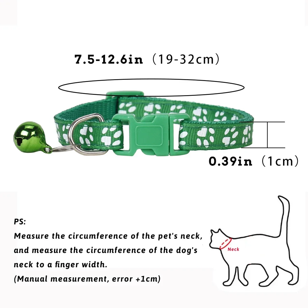 Pet Collar With Bell Cartoon Footprint Colorful Dog Puppy Cat Accessories Kitten Collar Adjustable Safety Bell Ring Necklace Pet Pet Collar With Bell Cartoon Footprint Colorful Dog Puppy Cat Accessories Kitten Collar Adjustable Safety Bell Ring Necklace Pet
