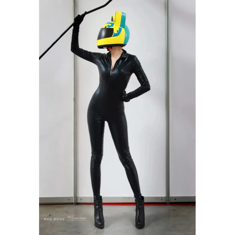 

Durarara! Cosplay Costume Celty jumpsuit black elastic leather tights women locomotive suit carnival outfits
