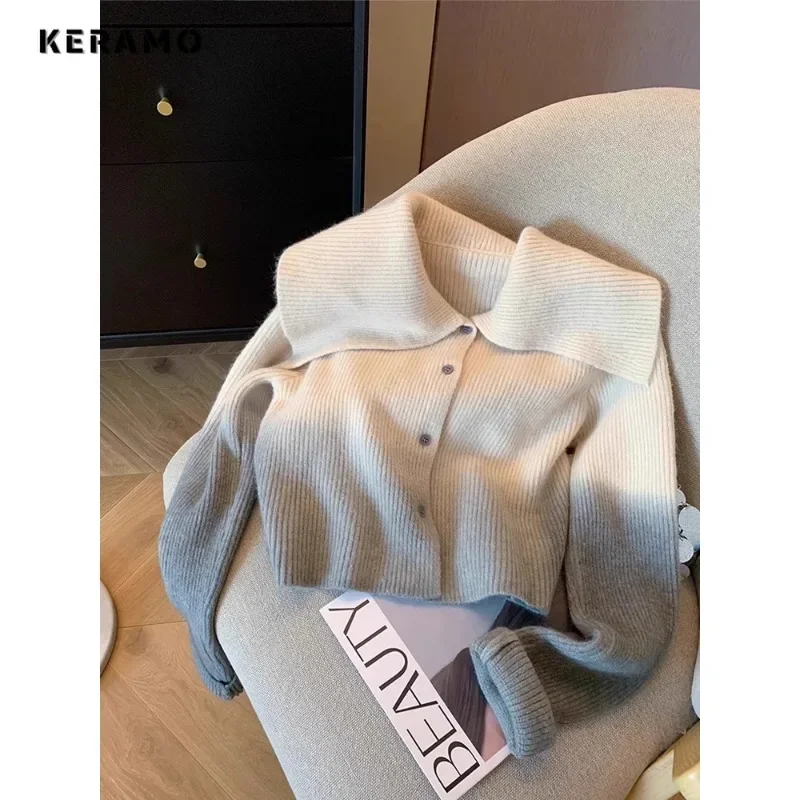 2023 Autumn Winter Office Lady Jumpers Knitting Long Sleeve Casual Cardigans Women's Turn Down Collar Tie Dye Sweater Top
2023 Autumn Winter Office Lady Jumpers Knitting Long Sleeve Casual Cardigans Women's Turn Down Collar Tie Dye Sweater Top