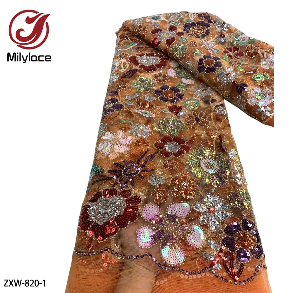 Exquisite African Handmade Beads Laces Fabrics Luxury Nigerian Sequins Mesh Lace Fabric French Tulle Lace for Wedding ZXW-820
Exquisite African Handmade Beads Laces Fabrics Luxury Nigerian Sequins Mesh Lace Fabric French Tulle Lace for Wedding ZXW-820
