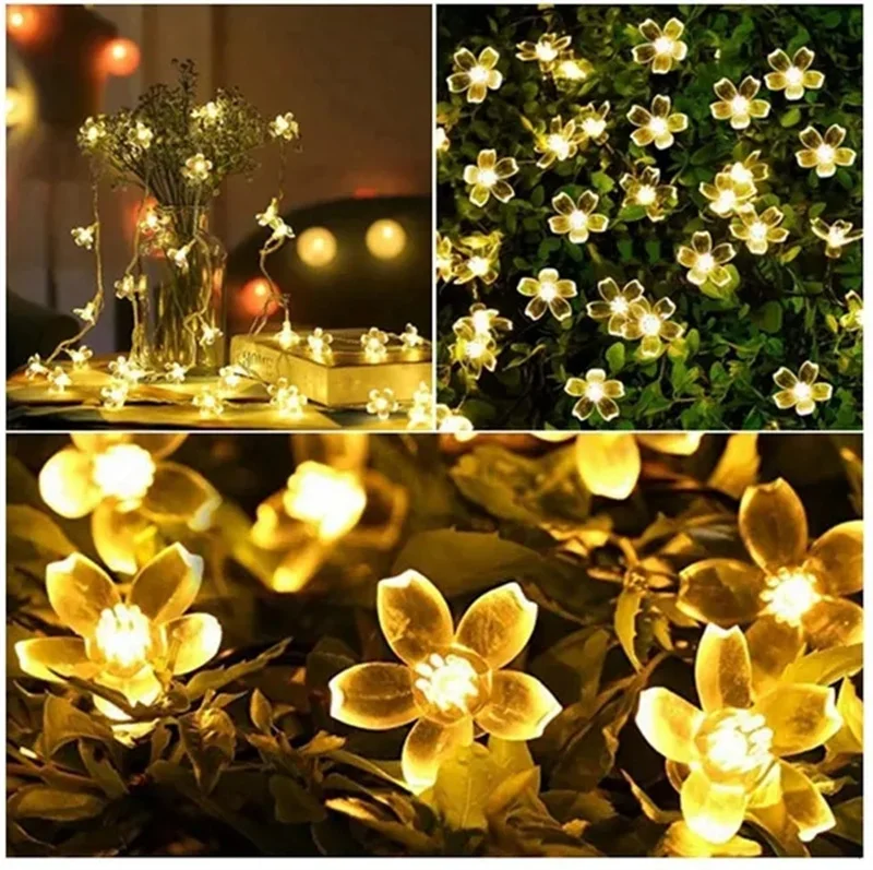 200/100/50/30/20LED Outdoor Courtyard Solar Fairy Lights Cherry Blossoms Solar String Lights Christmas Decorative Lighting Lamp 200/100/50/30/20LED Outdoor Courtyard Solar Fairy Lights Cherry Blossoms Solar String Lights Christmas Decorative Lighting Lamp