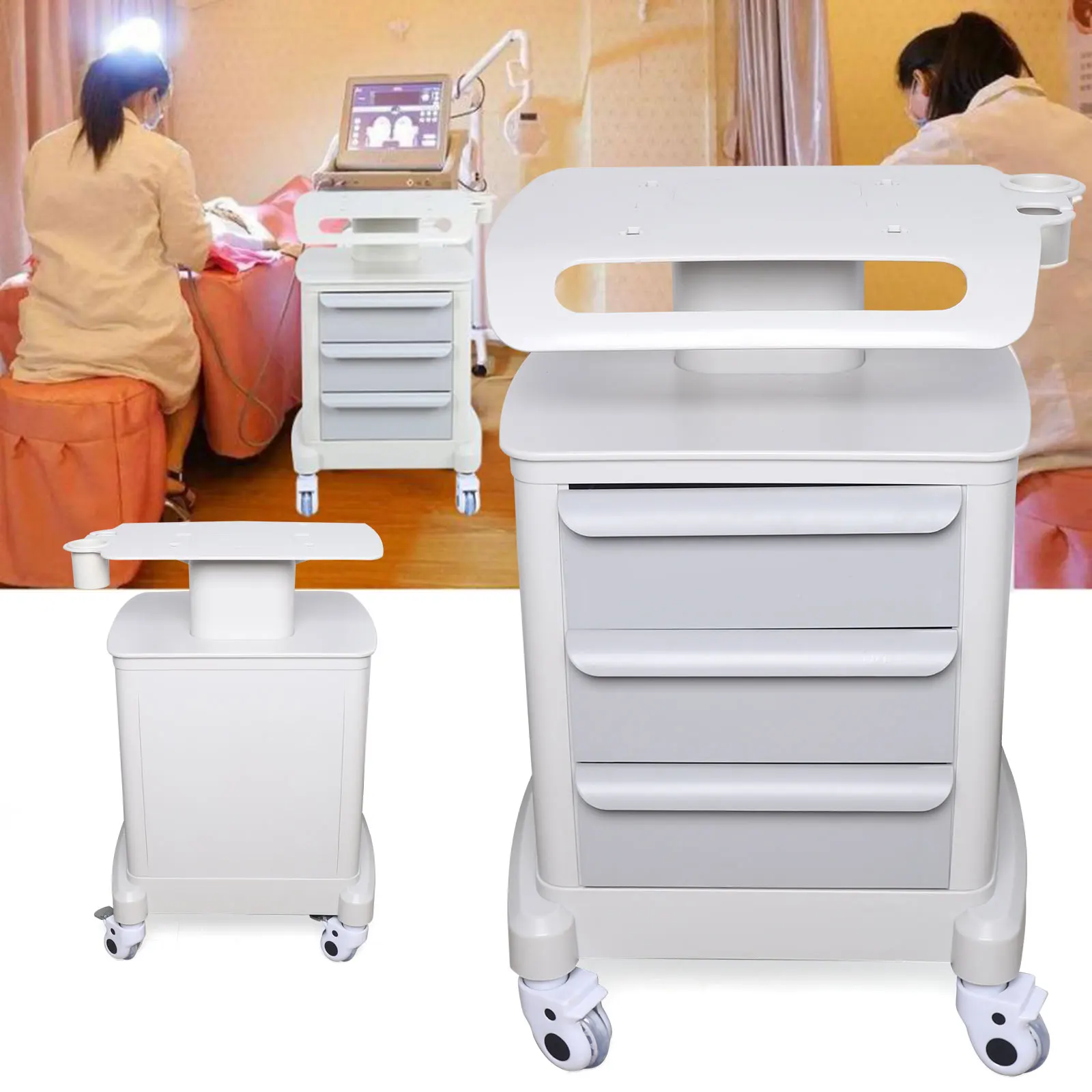 Portable SPA Salon Trolley Stand Cart Mobile 360° Rotation Wheel For Beauty Machine 
Portable SPA Salon Trolley Stand Cart Mobile 360° Rotation Wheel For Beauty Machine