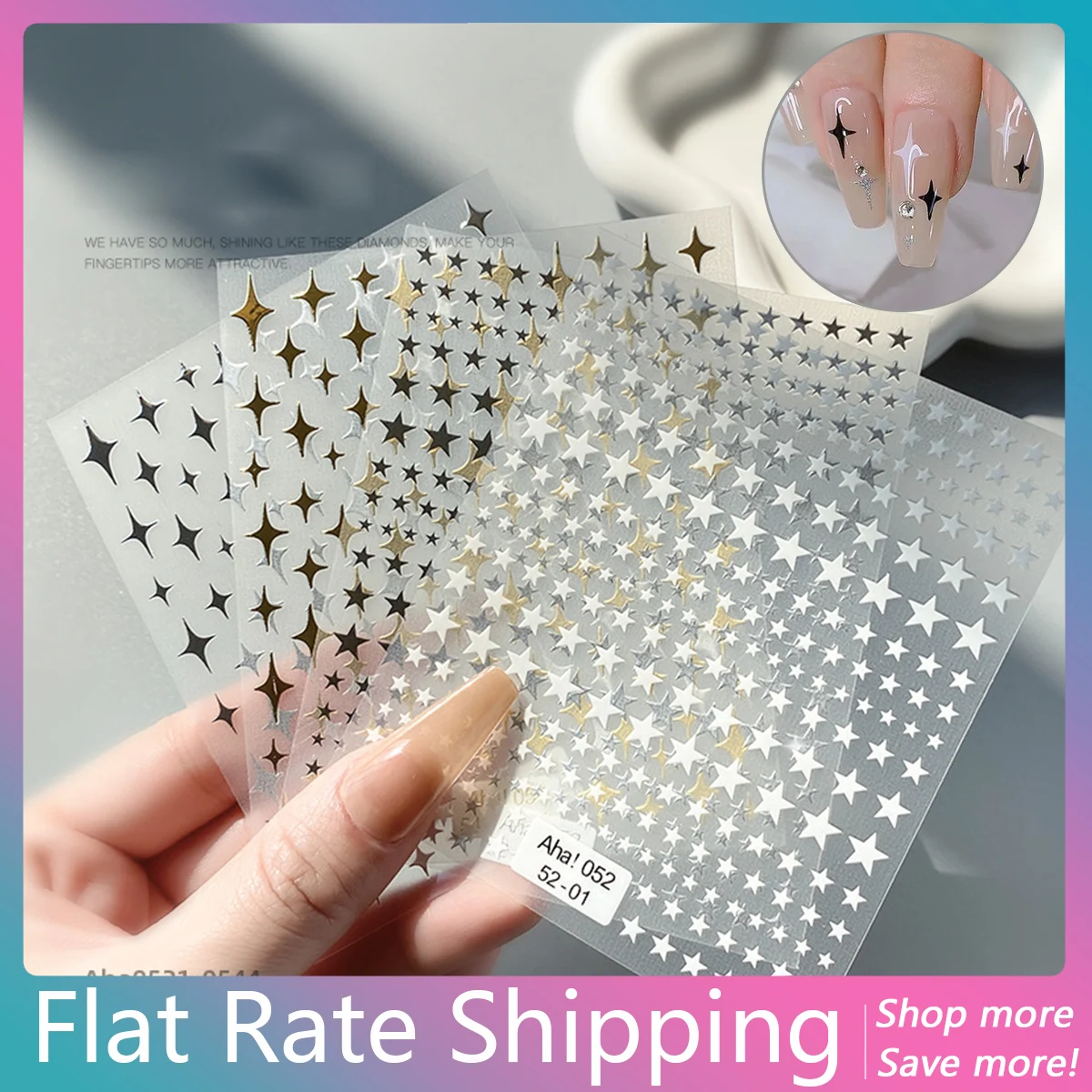 Flat Rate Shipping 2 Pcs/Lot Stars Pattern Nail Art Stickers Nail Art Decorations Nail Wraps Nail Design Nail Decals
Flat Rate Shipping 2 Pcs/Lot Stars Pattern Nail Art Stickers Nail Art Decorations Nail Wraps Nail Design Nail Decals