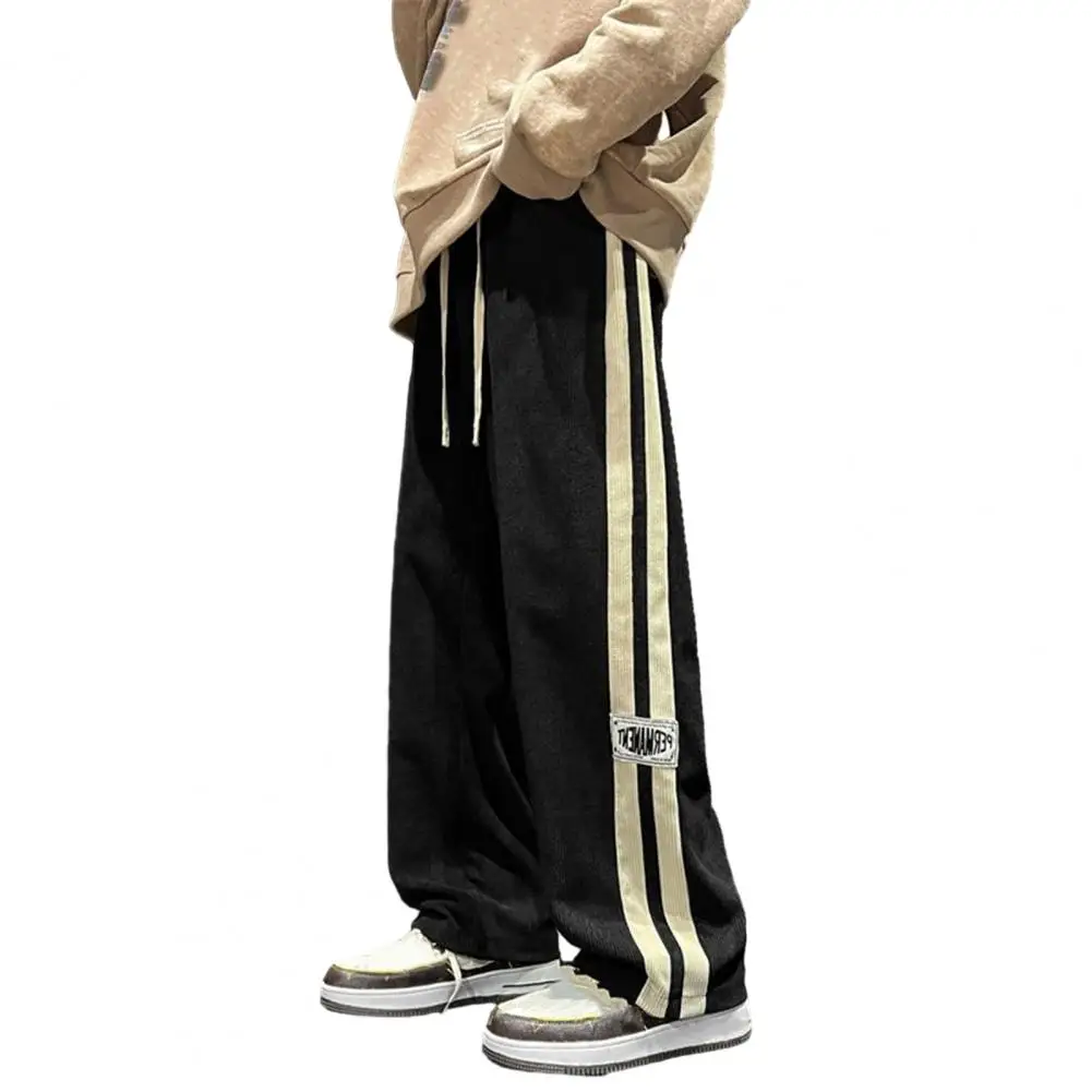 

Брюки мужские вельветовые в стиле ретро, широкие спортивные штаны с кулиской, дизайнерские штаны в полоску с эластичным поясом