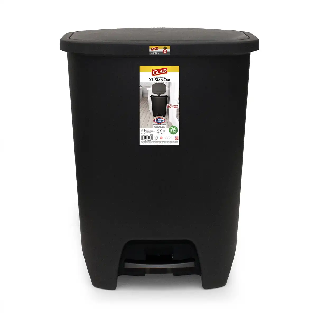 XL Trash Can, Plastic Step-on Kitchen Trash Can, with Clorox Odor Defense, Black
XL Trash Can, Plastic Step-on Kitchen Trash Can, with Clorox Odor Defense, Black