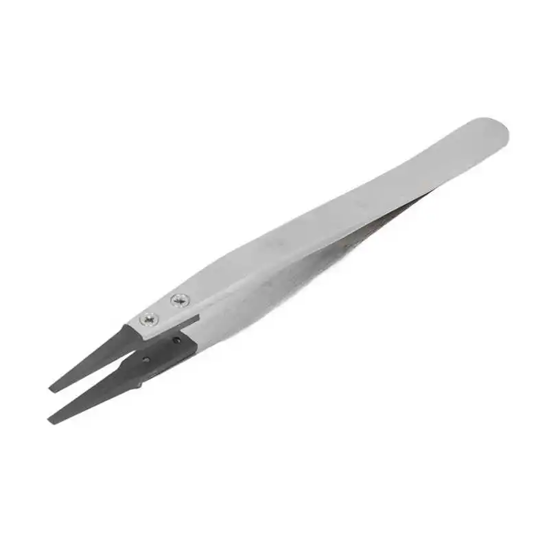 

Non Static Tweezers Stainless Steel PPS Matt Sandblasted with Replaceable Straight Flat Tip