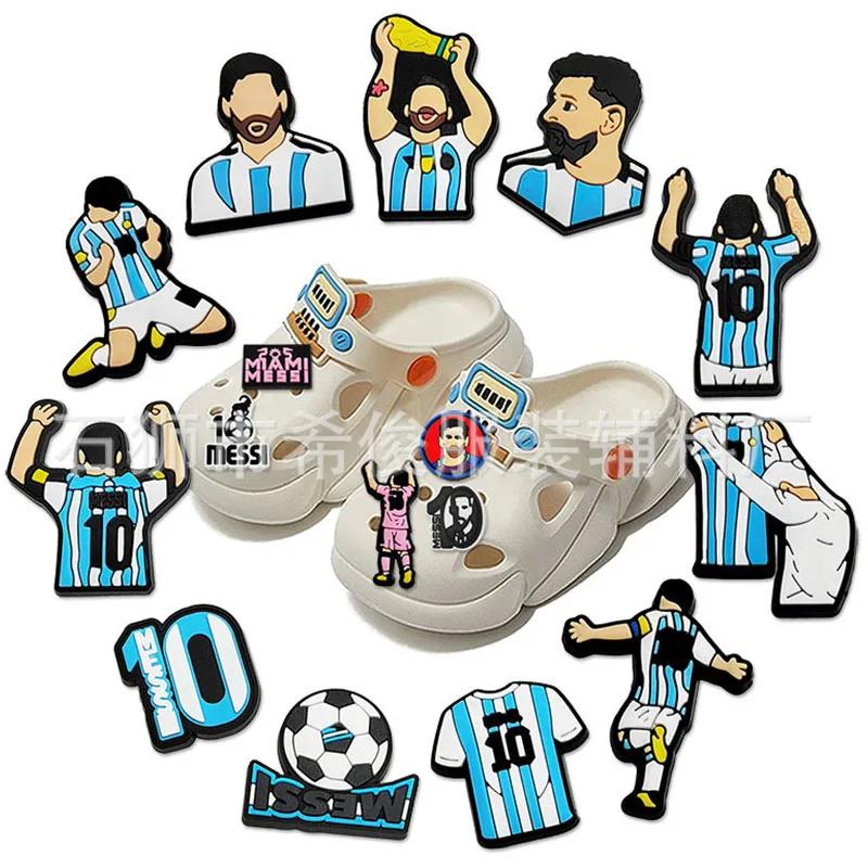 

MINISO Lionel Messi PVC Shoe Charms for Crocs Messi's Number 10 Jersey Cartoon Anime DIY Crocs Jibbitz Kid Festival Gifts