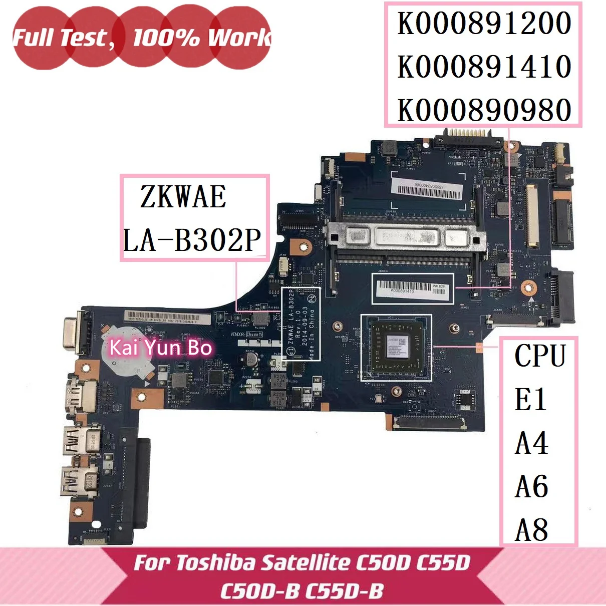 ZKWAE LA-B302P K000890980 Mainboard For Toshiba Satellite C50D C55D C55D-B C50D-B Laptop Motherboard K000891200 K000891410 DDR3
ZKWAE LA-B302P K000890980 Mainboard For Toshiba Satellite C50D C55D C55D-B C50D-B Laptop Motherboard K000891200 K000891410 DDR3