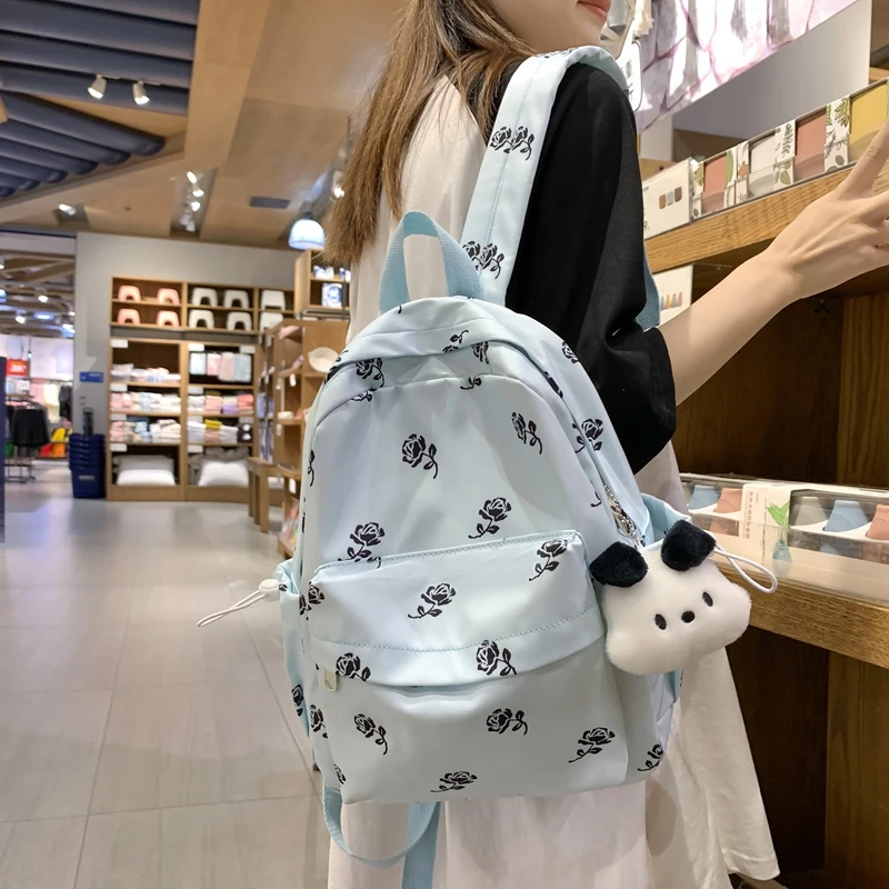 

Women's Bags on Sale 2023 Fashion New Waterproof Nylon Backpack FemaleTravel Schoolbag for Teenage Girls Solid Color Bookbag