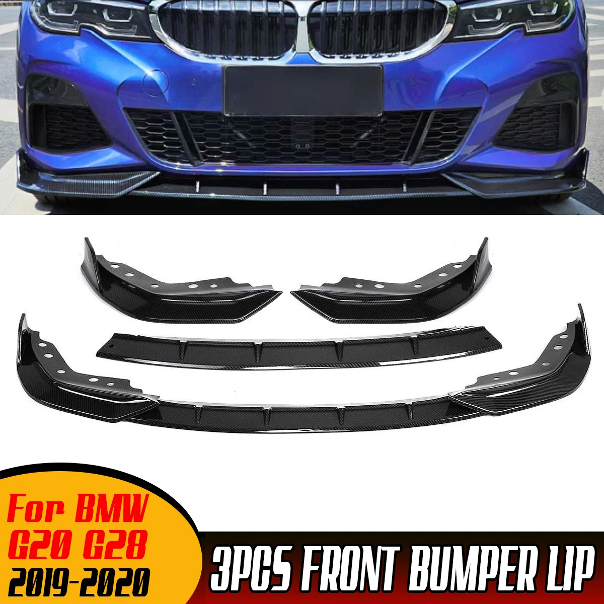 Carbon Fiber Look/Black Car Front Bumper Lip Body Kit Spoiler Diffuser Protector Cover Deflector Lips For BMW G20 G28 2019-2020
Carbon Fiber Look/Black Car Front Bumper Lip Body Kit Spoiler Diffuser Protector Cover Deflector Lips For BMW G20 G28 2019-2020